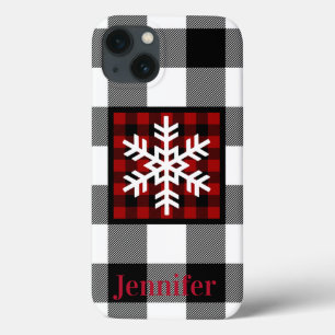Rot, Schwarz, Weißbüffel Kariert, Schneeflocke C Case-Mate iPhone Hülle