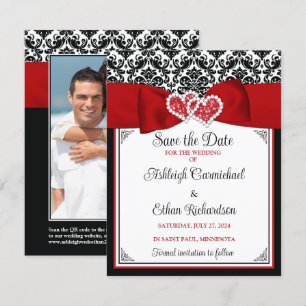 Rot, Schwarz, Weiße Liebe Herz Foto Save the Date