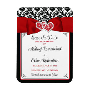Rot, Schwarz, Weiße Liebe Herz Foto Save the Date Magnet
