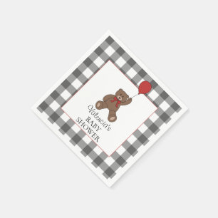 Rot-schwarz-weißes Teddybär-Baby-Shower-Muster Serviette