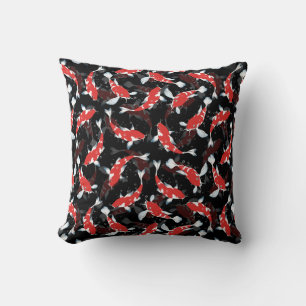 Rot-Schwarz-Wiederholungsmotiv Koi Fish Pattern Kissen