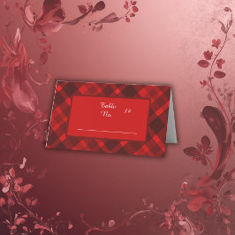 Rot-Schwarz-Zellitiktratan-Hochzeitsmuster Platzkarte