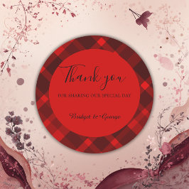 Rot-Schwarz-Zellitiktratan-Hochzeitsmuster Runder Aufkleber