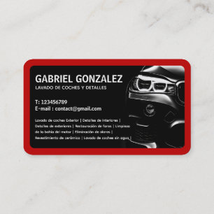 Rot-Schwarze Autodetailing-Bilingual-Geschäftskart Visitenkarte
