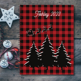 Rot - Schwarze Buffalo Karierte Bäume und Santa Notizbuch