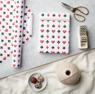 Rot Schwarze Herzen Kreuz Karo Pik Karten Geschenkpapier