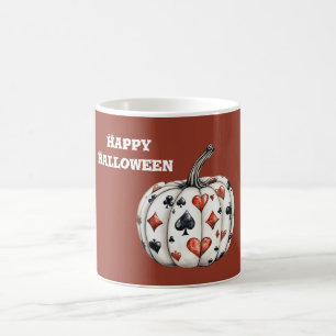 Rot Schwarze Herzen Pik Halloween Kürbis Kaffeetasse
