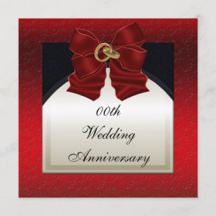 Rot-Schwarze Hochzeit-Jubiläumseinladung Einladung