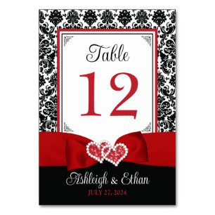 Rot, Schwarze Liebe Herz Hochzeit Tischnummer