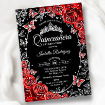 Rot Schwarze Silber Schmetterlinge Rosen Quinceane