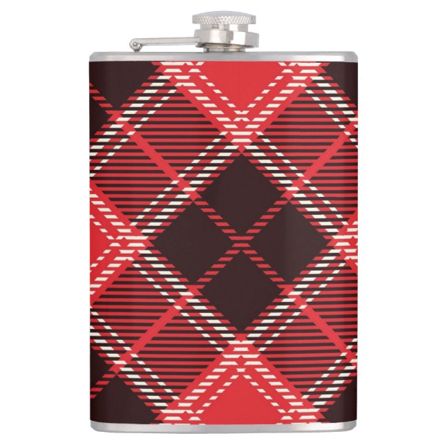 Rot-schwarzer Tartan Flachmann (Vorderseite)