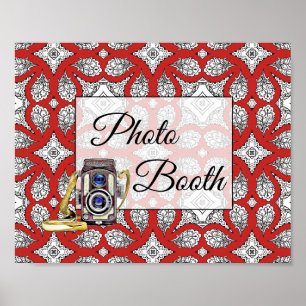 Rot-schwarzes Fotobox-Hochzeitsschildplakat Poster
