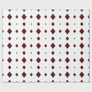 Rot-Schwarzes geometrisches Diamantmuster modernes Geschenkpapier