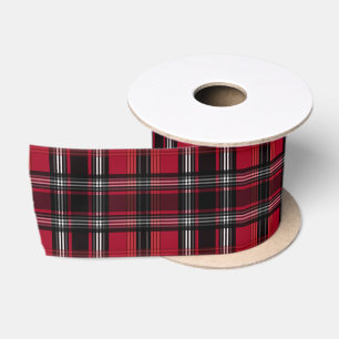 Rot-schwarzes Karo-Tartan-Muster Satinband