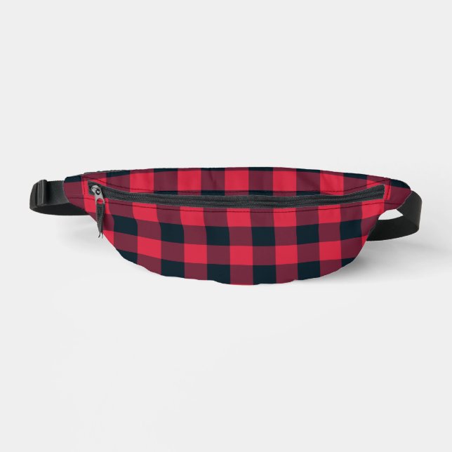 Rot-schwarzes Karomuster Bauchtasche (Vorderseite)