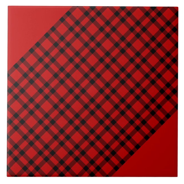 Rot-schwarzes Karomuster Fliese (Vorderseite)