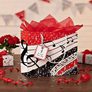 Rot-schwarzes Musikthema Große Geschenktüte