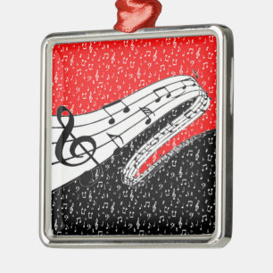 Rot-schwarzes Musikthema Silbernes Ornament