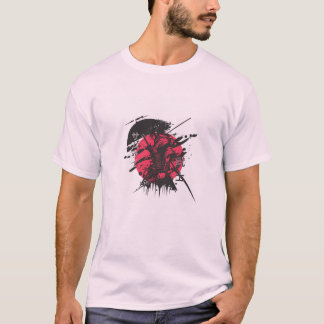 Rot-schwarzes Samurai-T-Shirt für Herren T-Shirt