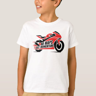 Rot-Schwarzes Sportmotorrad T-Shirt