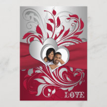 Rot, Silber Scrolls, Herz-Foto Hochzeitsempfang