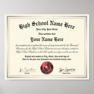 Rot-Silber Siegel High School Diploma, Homeschooli Poster