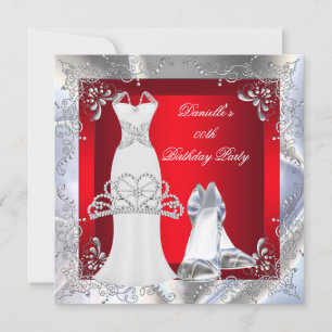 Rot Silber Weiße Kleid High Heel Schuhe Tiara Einladung