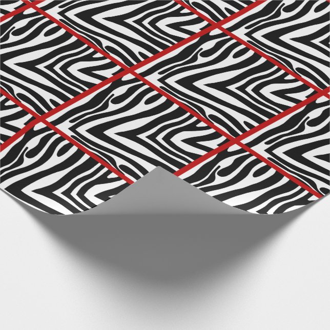 Rot trimmte Zebra mit Ziegeln gedecktes Packpapier (Ecke)
