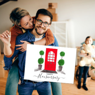 Rot Tür Glücklicher Häuser-Jahrestag Immobilienmak Karte