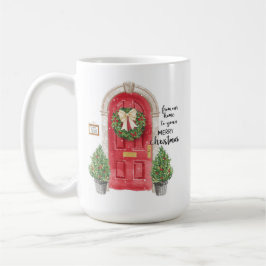 Rot-Tür-Topfbäume-Kranz-Aquarell Kaffeetasse