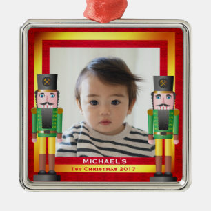 Rot u. das 1. Weihnachten des Goldrahmen-u. Silbernes Ornament