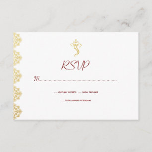 Rot u. Gold Ganesha und Mehndi Inder UAWG RSVP Karte