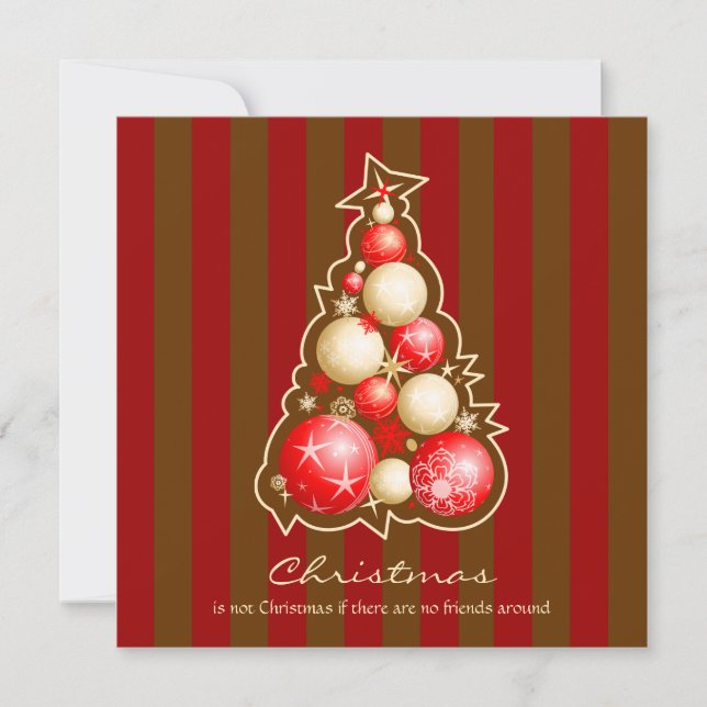 Rot u. Goldblasen-Weihnachtsbaum Einladung (Vorderseite)