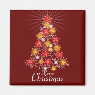 Rot u. Goldstern-Weihnachtsbaum-Quadrat Magnet