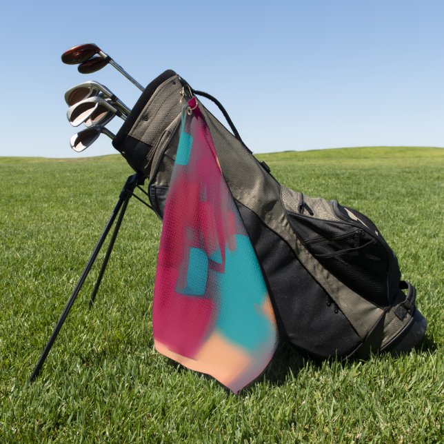 Rot und aquamarin abstrakt golfhandtuch (Gras)