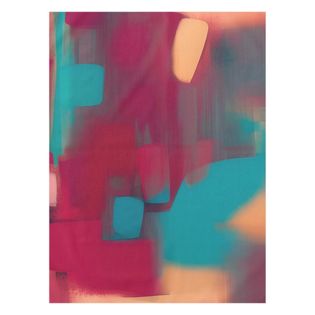 Rot und aquamarin abstrakt tischdecke (Vorderseite)