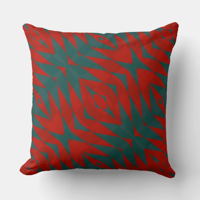 rot und Aquamarin geometrisch Kissen (Vorderseite)