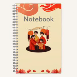 Rot und Beige 5.5" x 8.5" Spiralbuchse Notizbuch