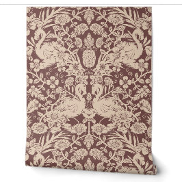 Rot und Beige Flamingo Floral Damask Tapete