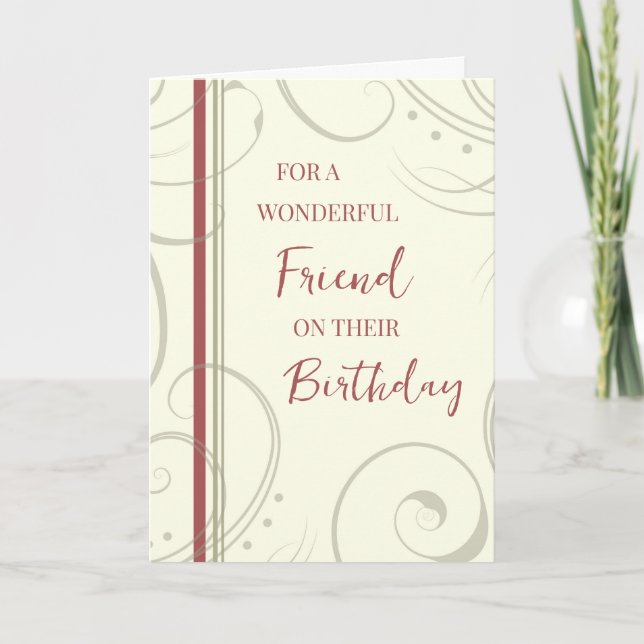 Rot und Beige Friend Birthday Karte (Vorderseite)