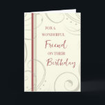 Rot und Beige Friend Birthday Karte<br><div class="desc">Geburtstagskarte für Freunde mit modernem und einfachem roten und beigen Design und nachdenklichem Vers.</div>