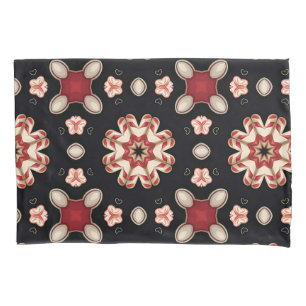 Rot- und Beige-geometrische Blumendekoration  Kissenbezug