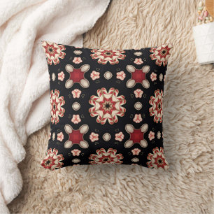 Rot und Beige Geometrische Floral Kissen