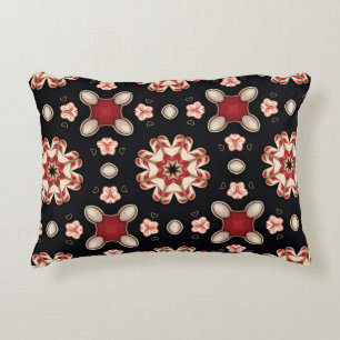Rot- und Beige-geometrisches Blumenmuster  Dekokissen