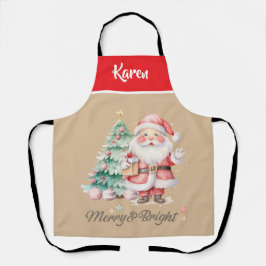 Rot und Beige Merry & Bright Drehbuch Santa Claus Schürze