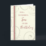 Rot und Beige Son Birthday Karte<br><div class="desc">Geburtstagskarte für den Sohn mit modernem und einfachem Rot und Beige Design und nachdenklichem Vers.</div>