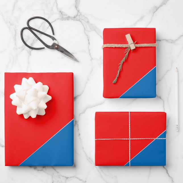 Rot und Blau ästhetisch Geschenkpapier Set (Vorderseite)