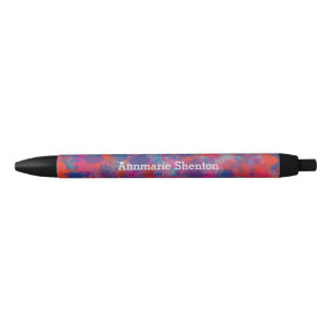 Rot und Blau Drops Abstraktes Design Schwarzer Far Kugelschreiber