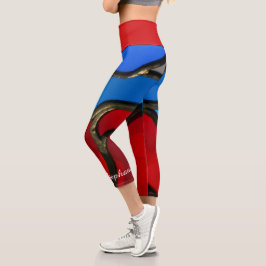Rot und blau gefestigte Gläser Name Capri Leggings