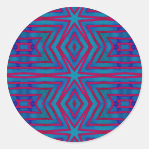 Rot und Blau Geometric Runder Aufkleber